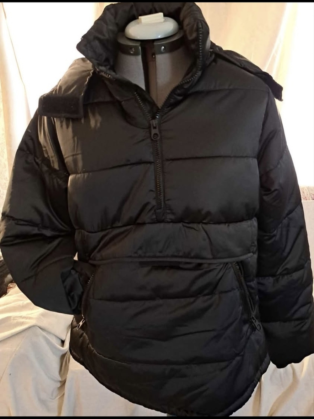 Zara Black Puffer Coat - Women's Hooded Anorak